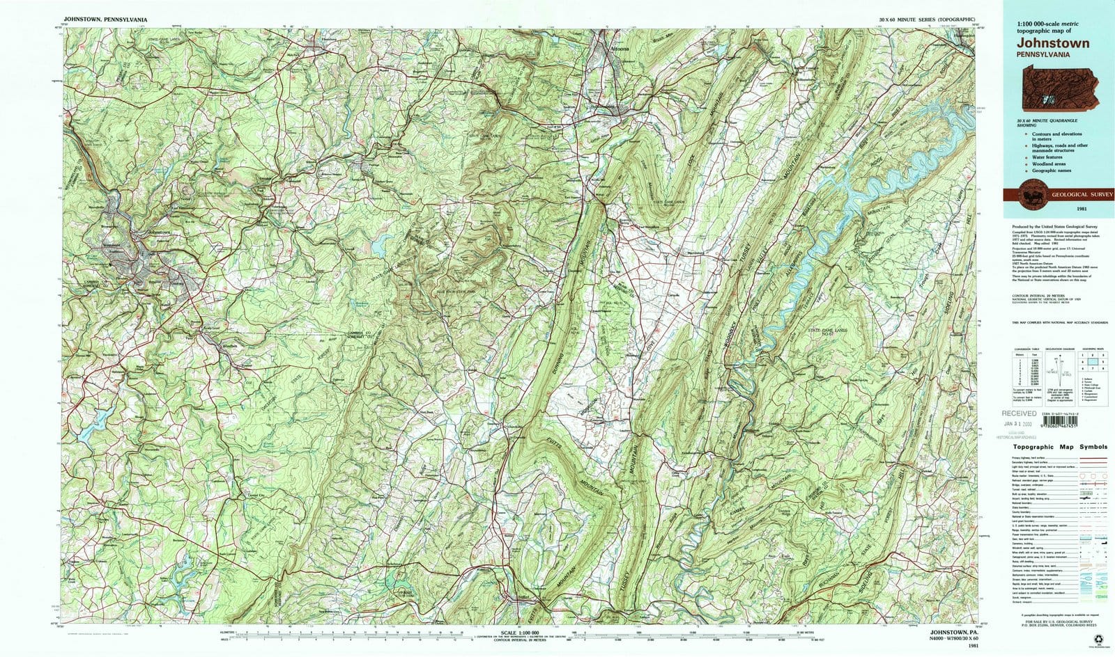 1981 Johnstown, PA - Pennsylvania - USGS Topographic Map