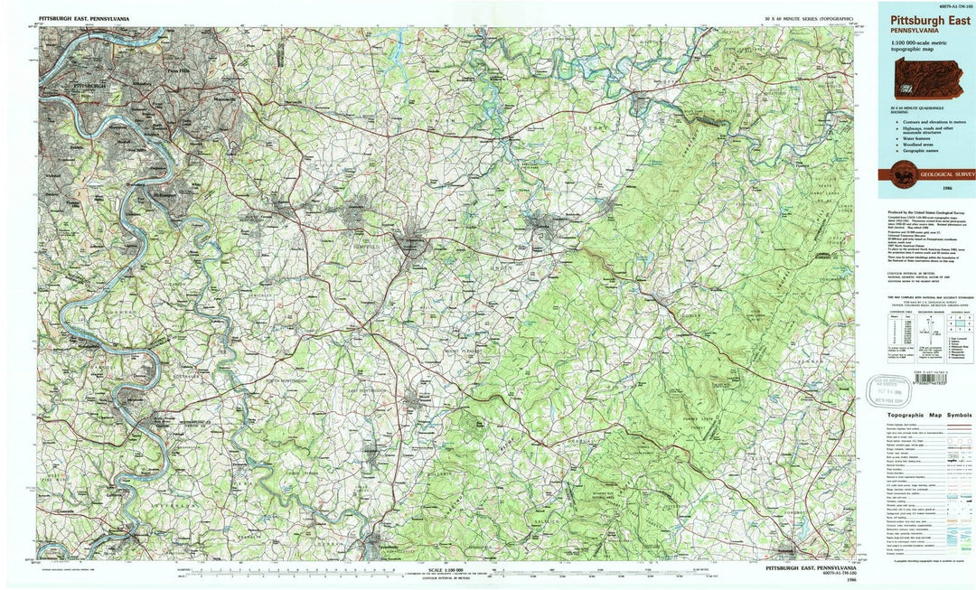 1986 Pittsburgh East, PA - Pennsylvania - USGS Topographic Map