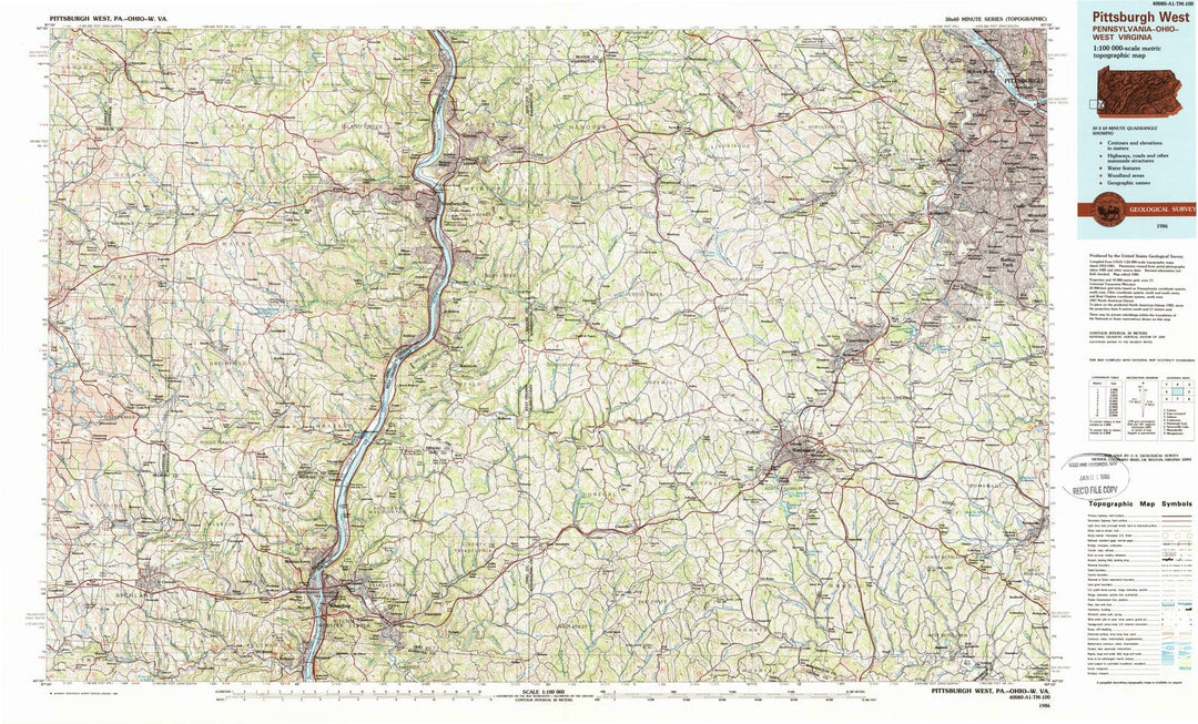 1986 Pittsburgh West, PA - Pennsylvania - USGS Topographic Map