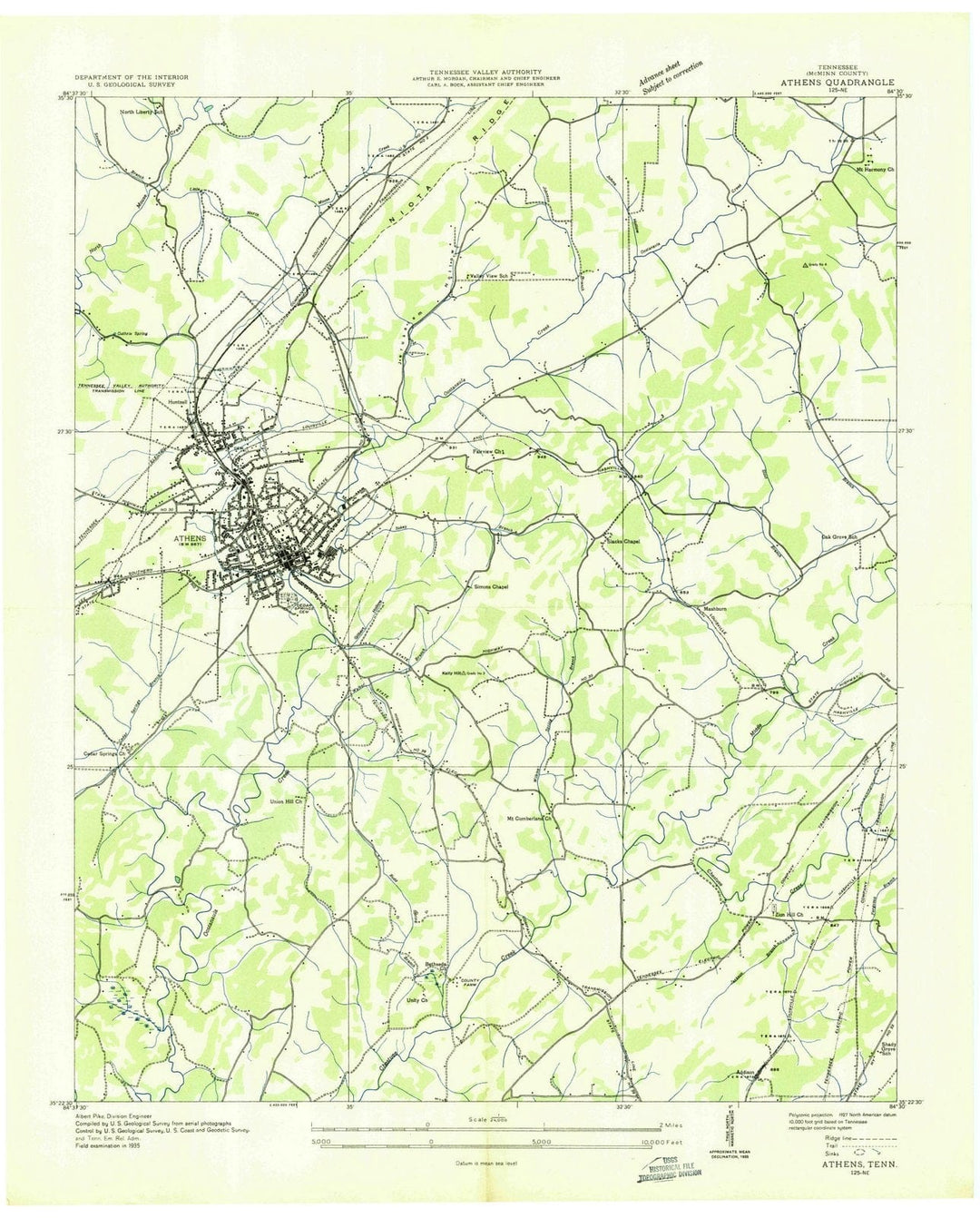 1935 Athens, TN - Tennessee - USGS Topographic Map