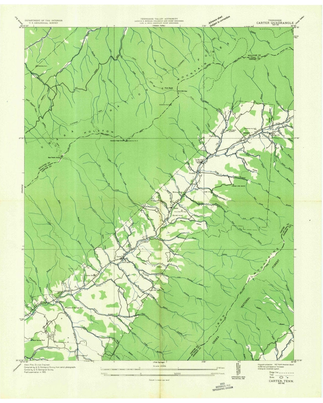 1935 Carter, TN - Tennessee - USGS Topographic Map