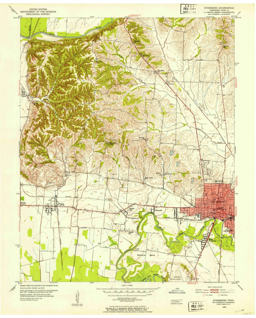 1952 Dyersburg, TN - Tennessee - USGS Topographic Map