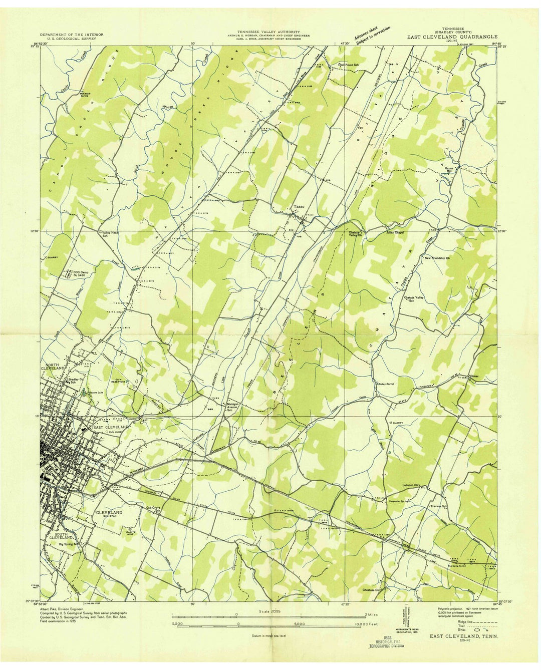 1935 East Cleveland, TN - Tennessee - USGS Topographic Map