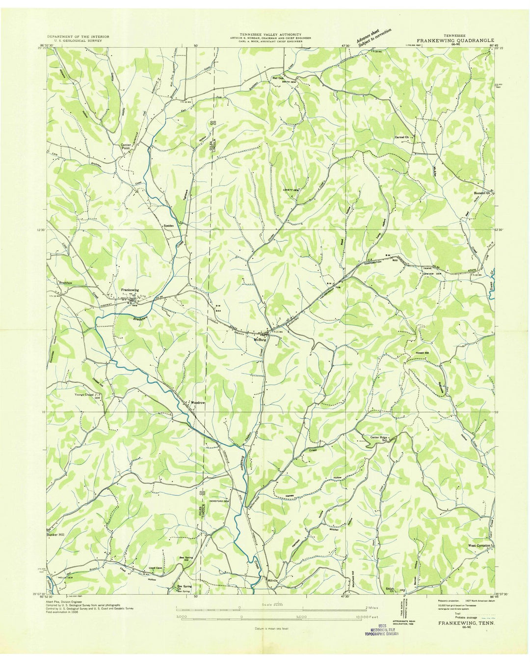 1936 Frankewing, TN - Tennessee - USGS Topographic Map