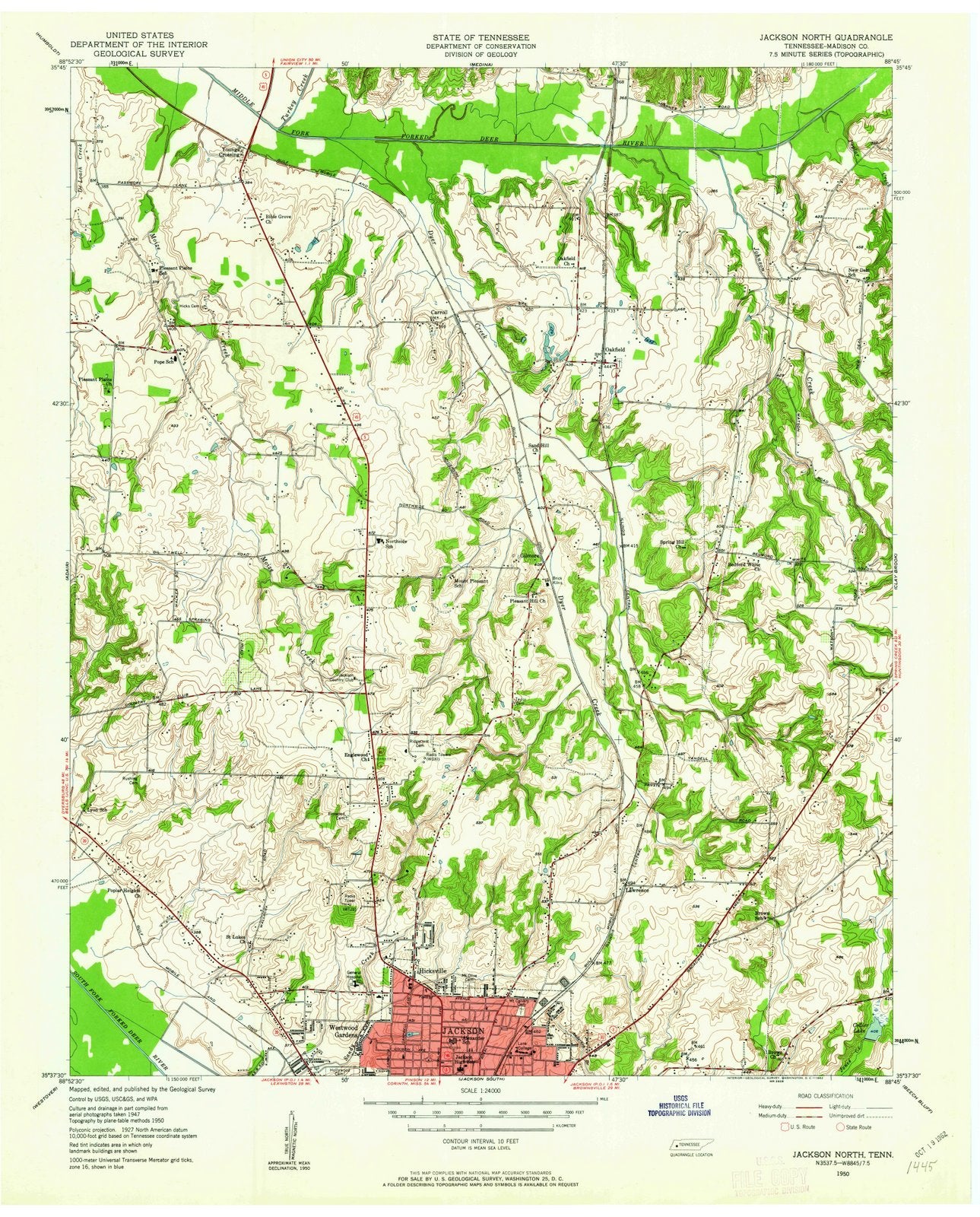 1950 Jackson North, TN - Tennessee - USGS Topographic Map