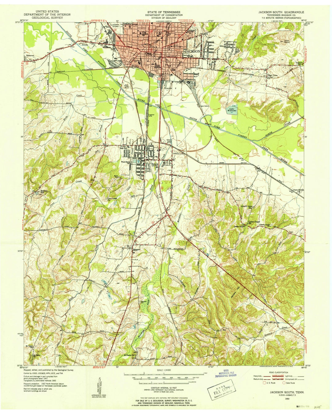 1950 Jackson South, TN - Tennessee - USGS Topographic Map