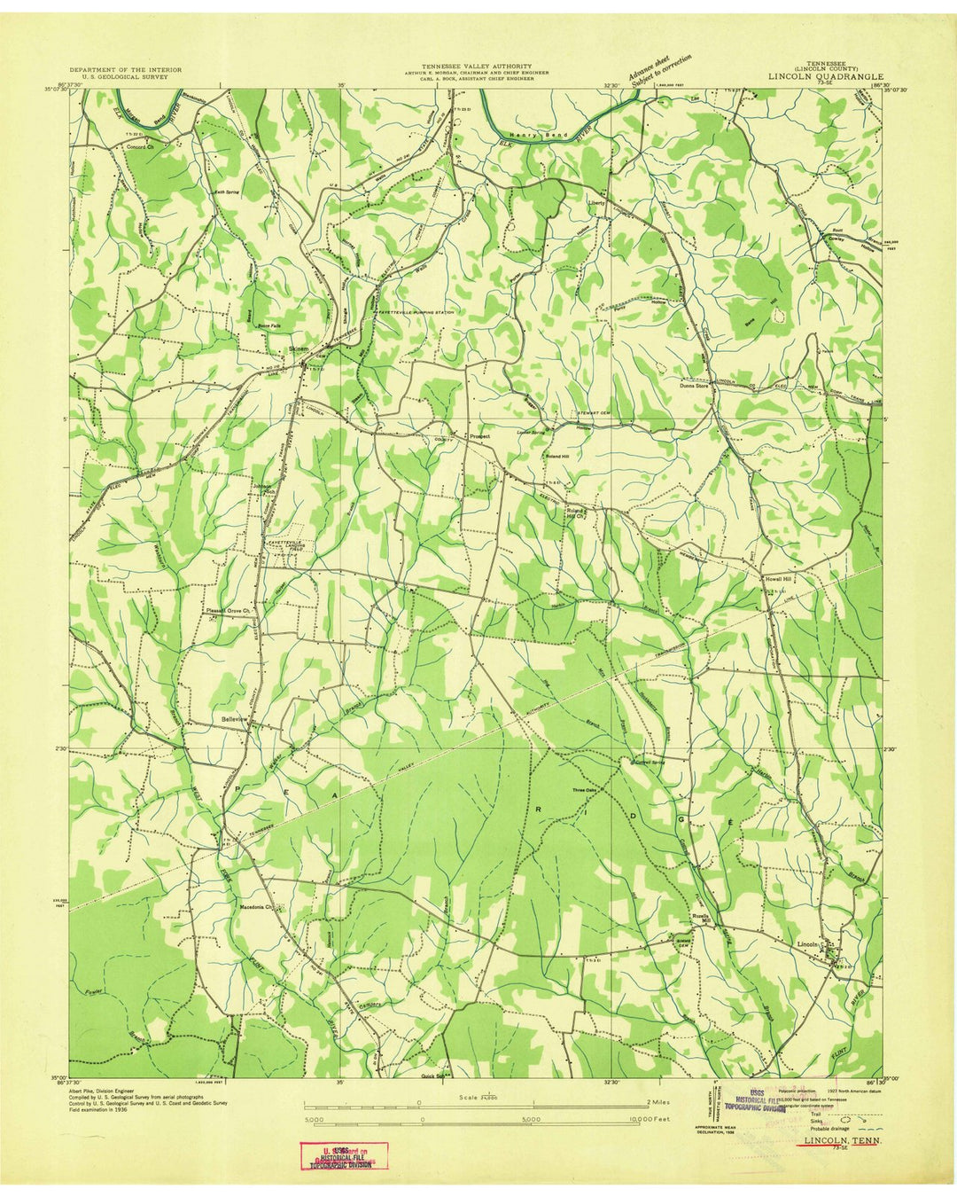 1936 Lincoln, TN - Tennessee - USGS Topographic Map