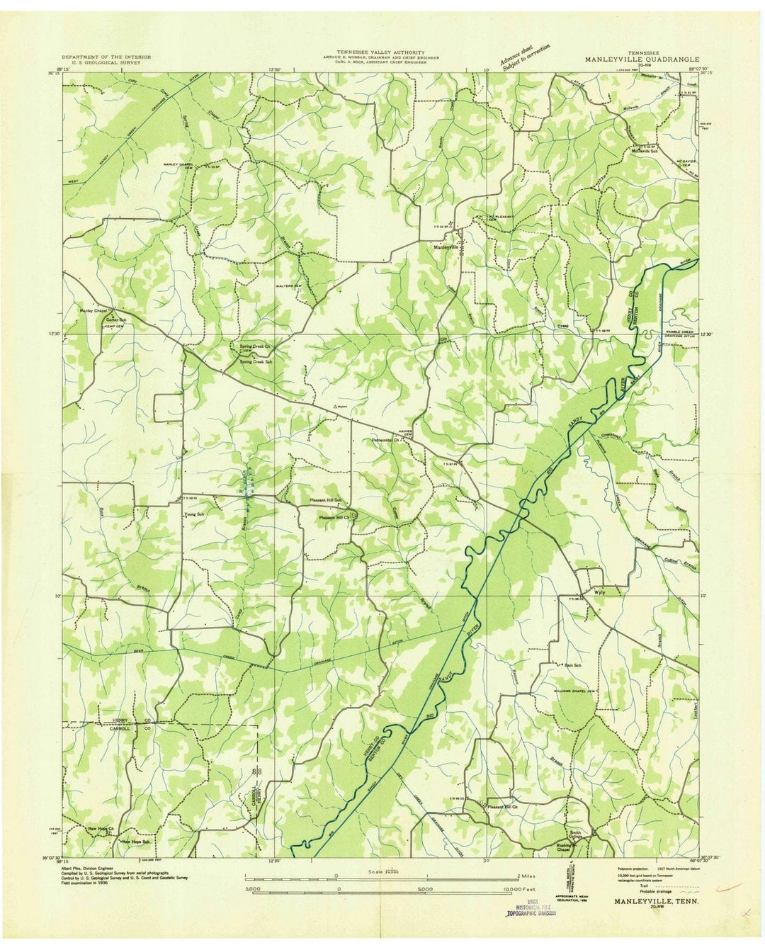 1936 Manleyville, TN - Tennessee - USGS Topographic Map