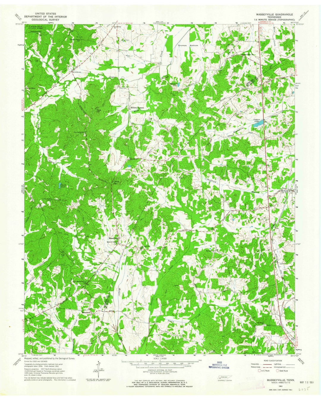 1961 Masseyville, TN - Tennessee - USGS Topographic Map