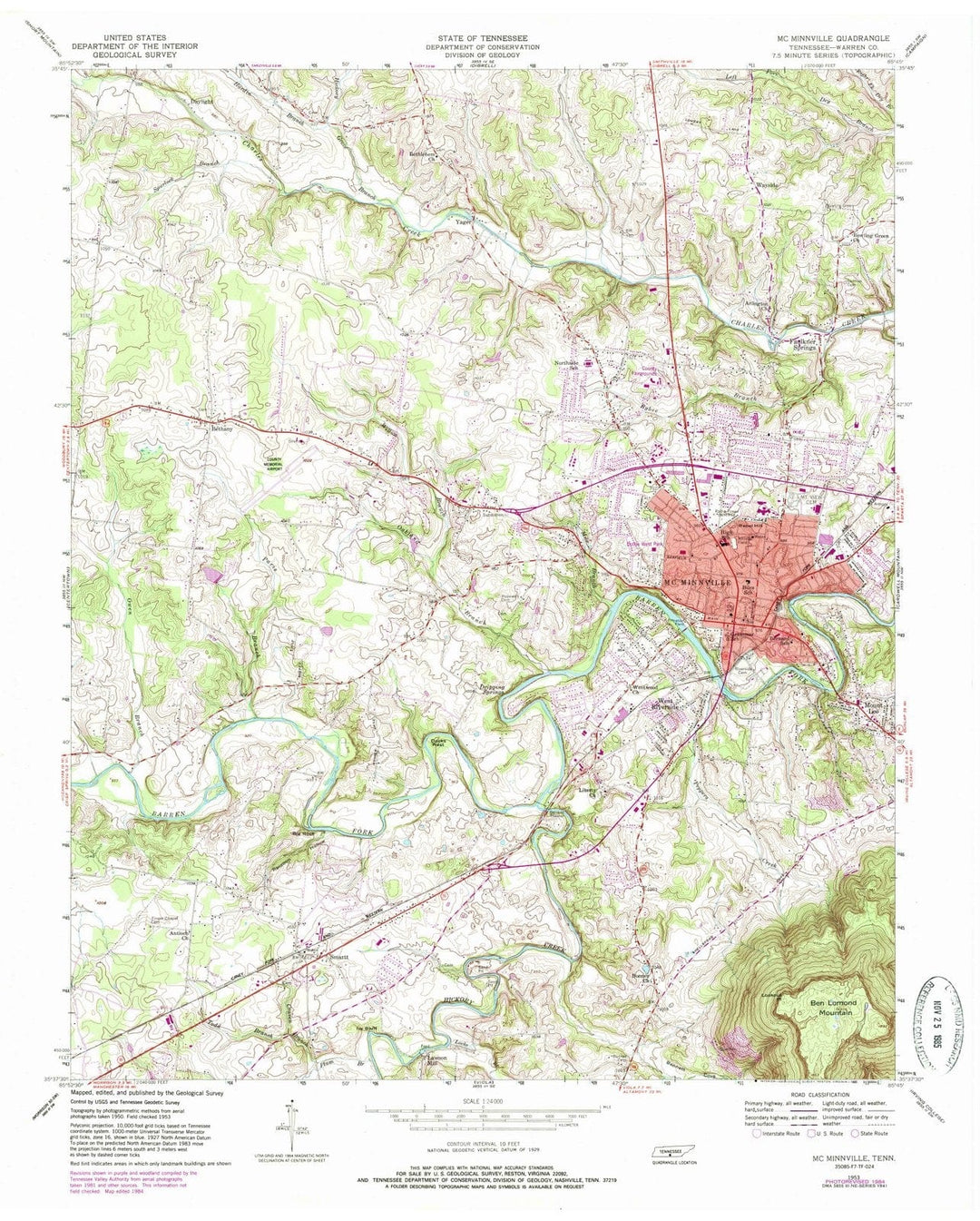 1953 McMinnville, TN - Tennessee - USGS Topographic Map