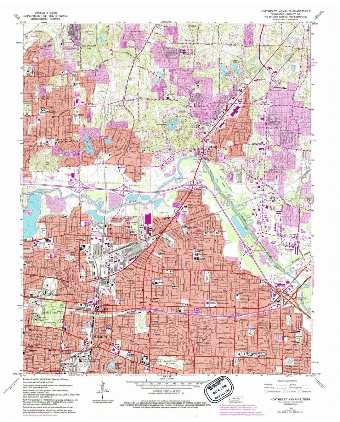 1965 Northeast Memphis, TN - Tennessee - USGS Topographic Map