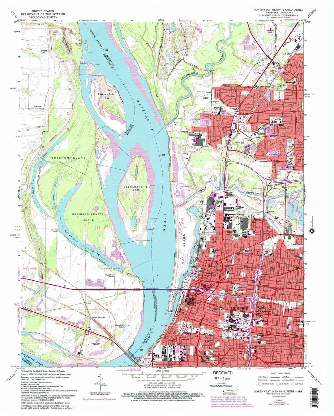 1965 Northwest Memphis, TN - Tennessee - USGS Topographic Map