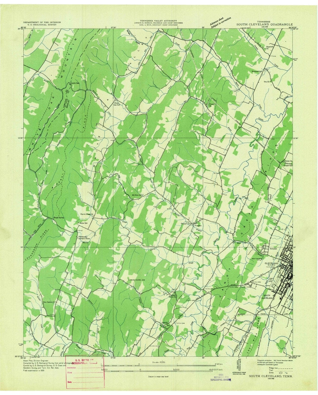 1935 South Cleveland, TN - Tennessee - USGS Topographic Map