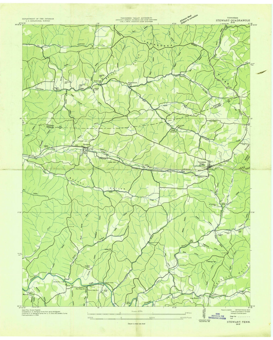 1936 Balance of Stewart County, TN - Tennessee - USGS Topographic Map