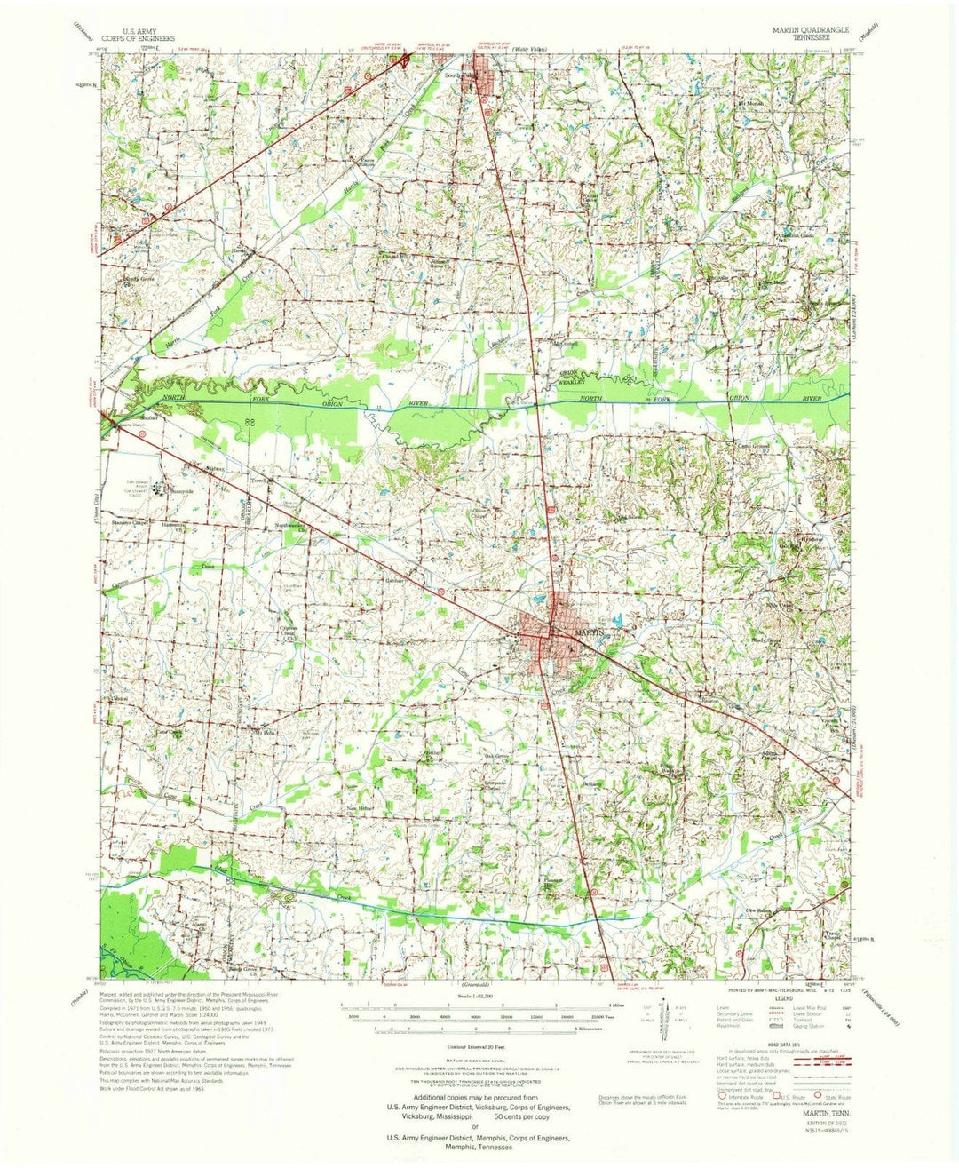 1972 Martin, TN - Tennessee - USGS Topographic Map