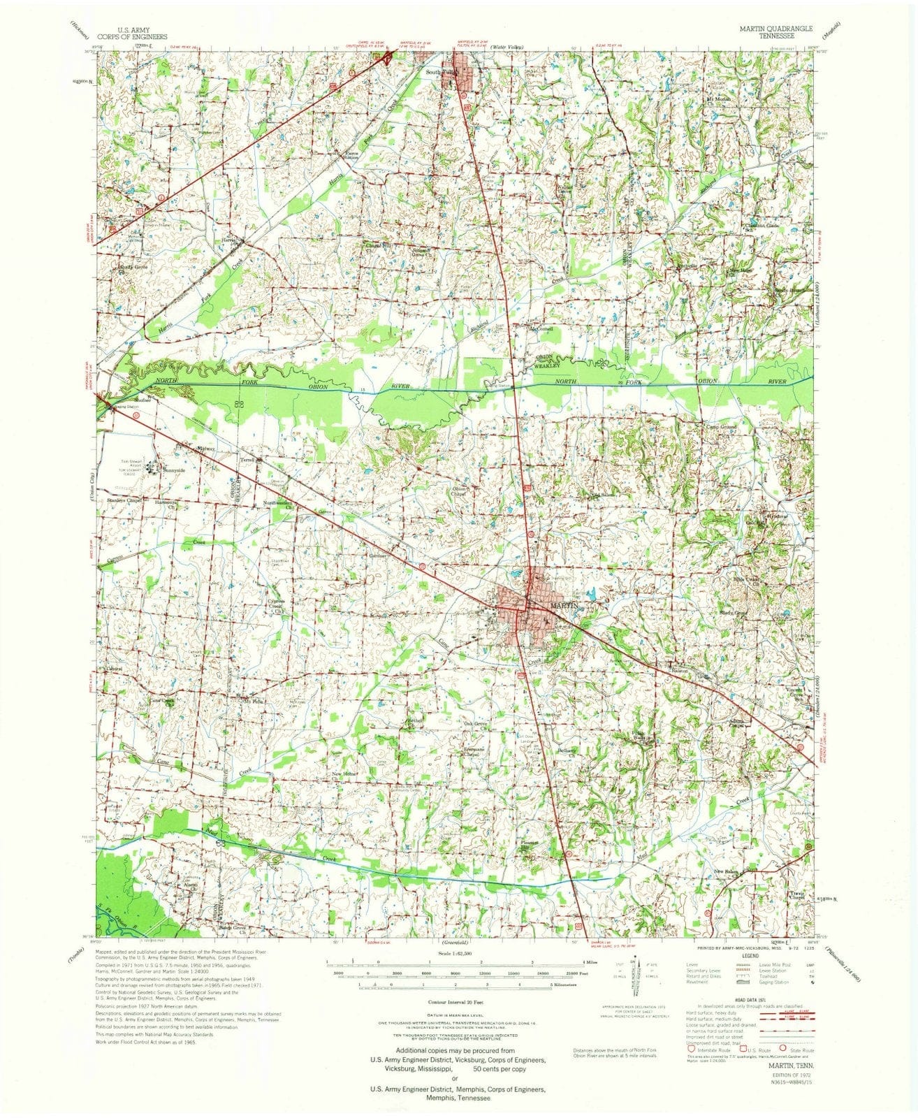 1972 Martin, TN - Tennessee - USGS Topographic Map