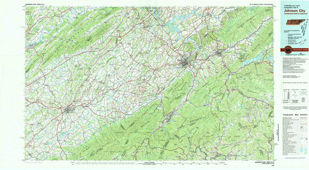 1980 Johnson City, TN - Tennessee - USGS Topographic Map