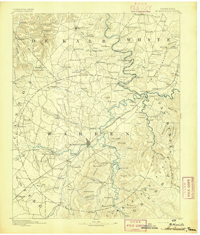 1893 McMinnville, TN - Tennessee - USGS Topographic Map