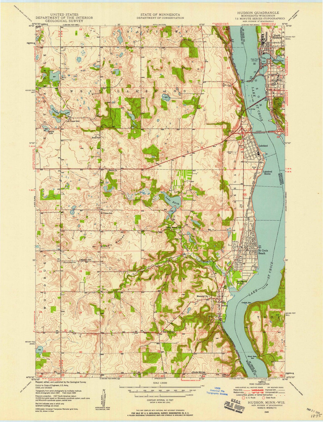 1949 Hudson, WI - Wisconsin - USGS Topographic Map
