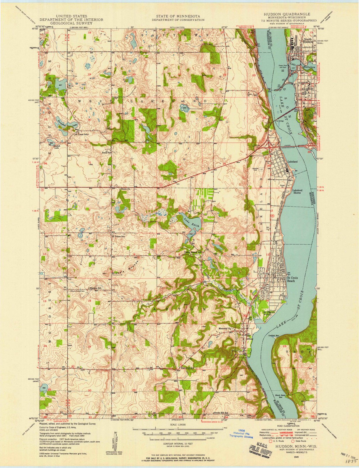 1949 Hudson, WI - Wisconsin - USGS Topographic Map