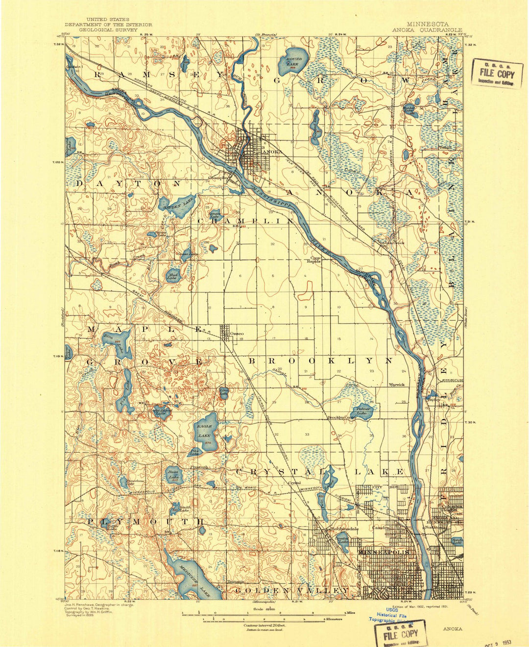1902 Anoka, MN - Minnesota - USGS Topographic Map