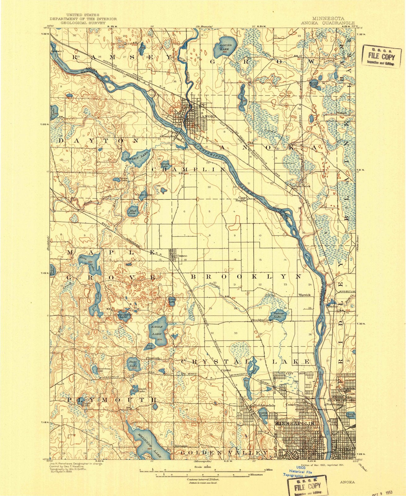 1902 Anoka, MN - Minnesota - USGS Topographic Map