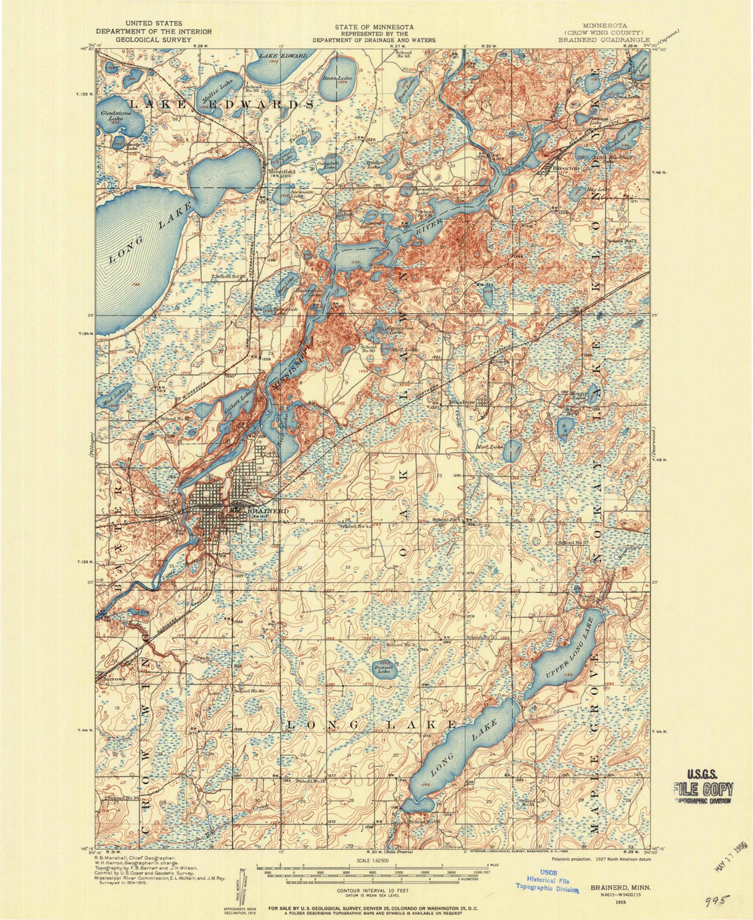 1915 Brainerd, MN - Minnesota - USGS Topographic Map