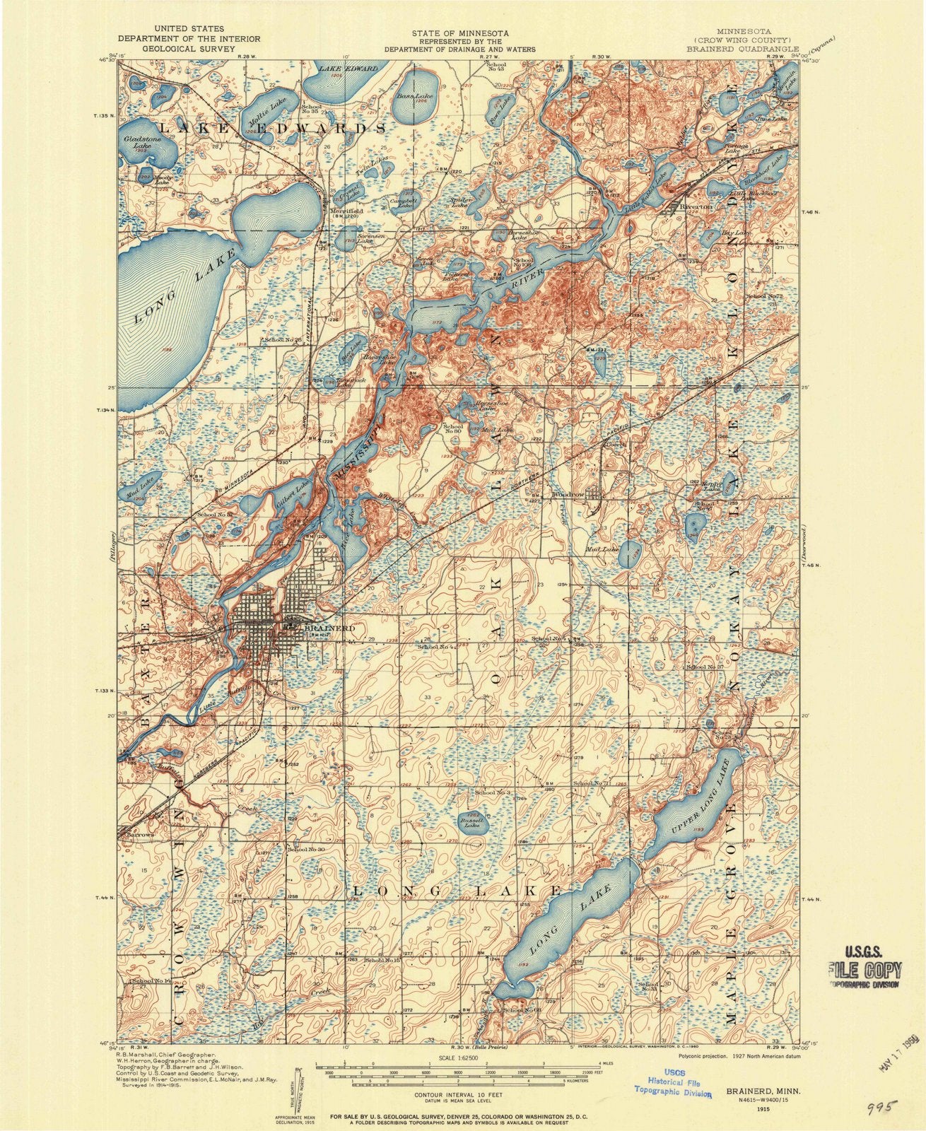 1915 Brainerd, MN - Minnesota - USGS Topographic Map