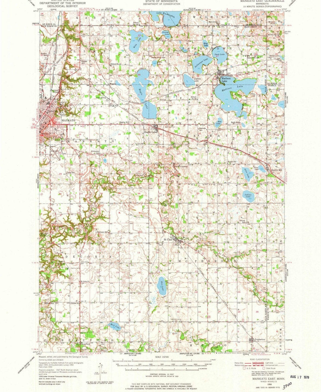 1950 Mankato East, MN - Minnesota - USGS Topographic Map