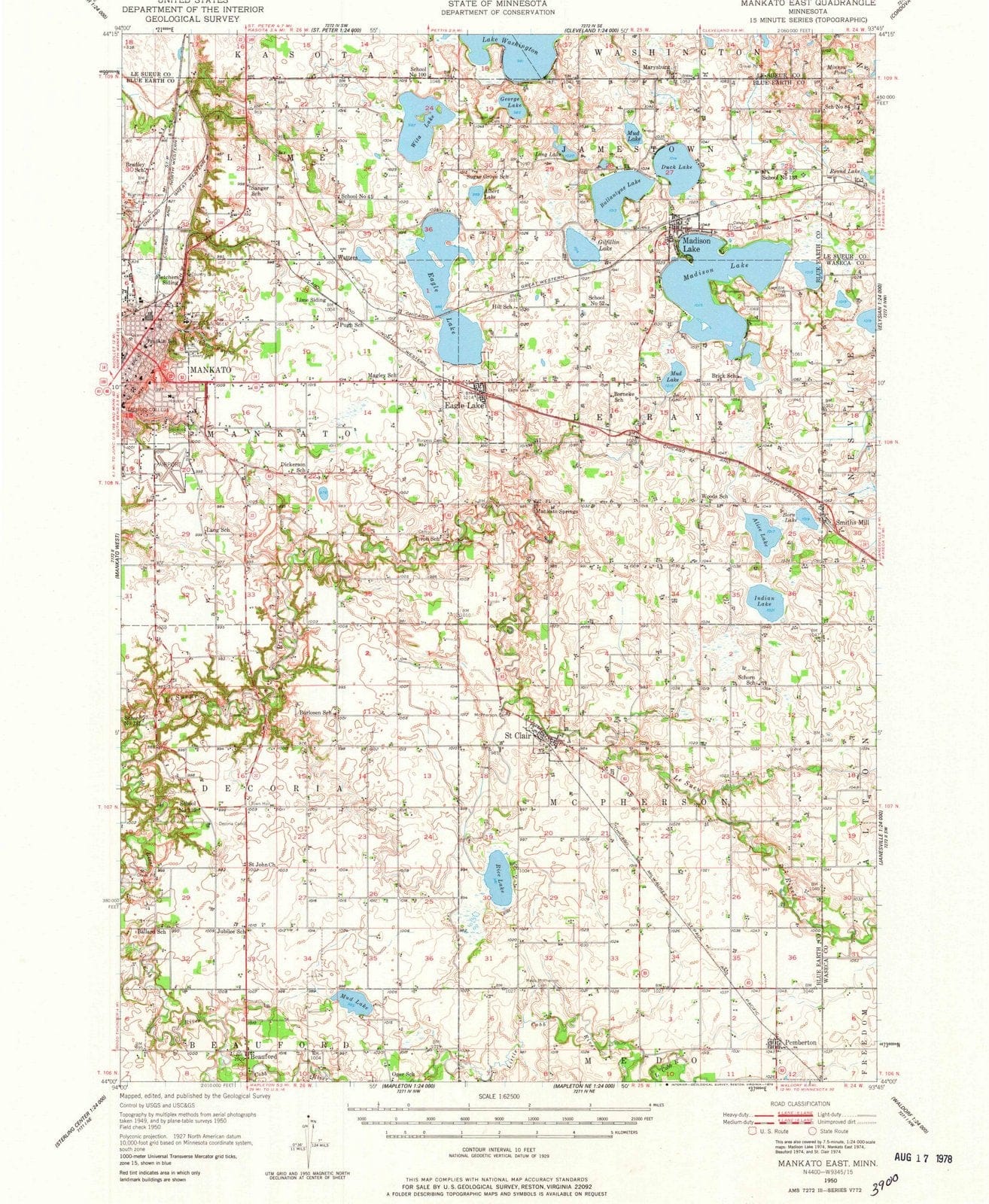 1950 Mankato East, MN - Minnesota - USGS Topographic Map