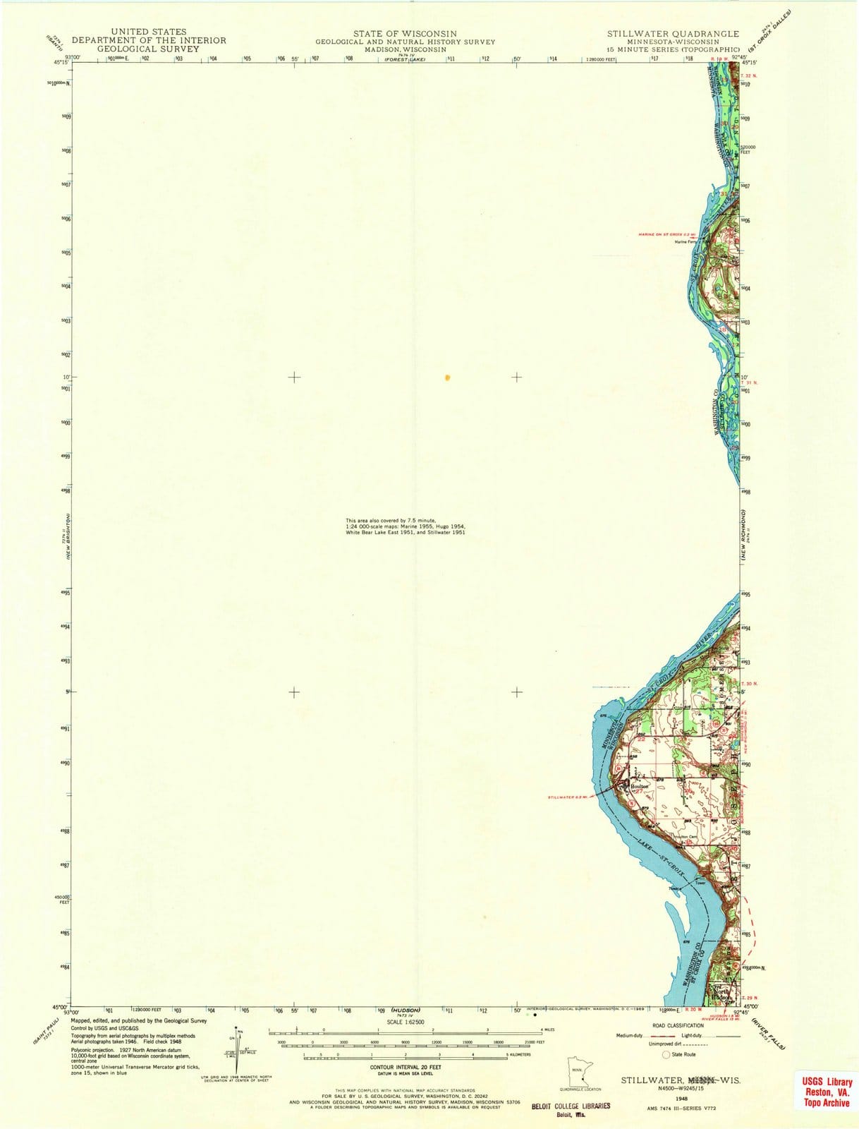 1948 Stillwater, MN - Minnesota - USGS Topographic Map