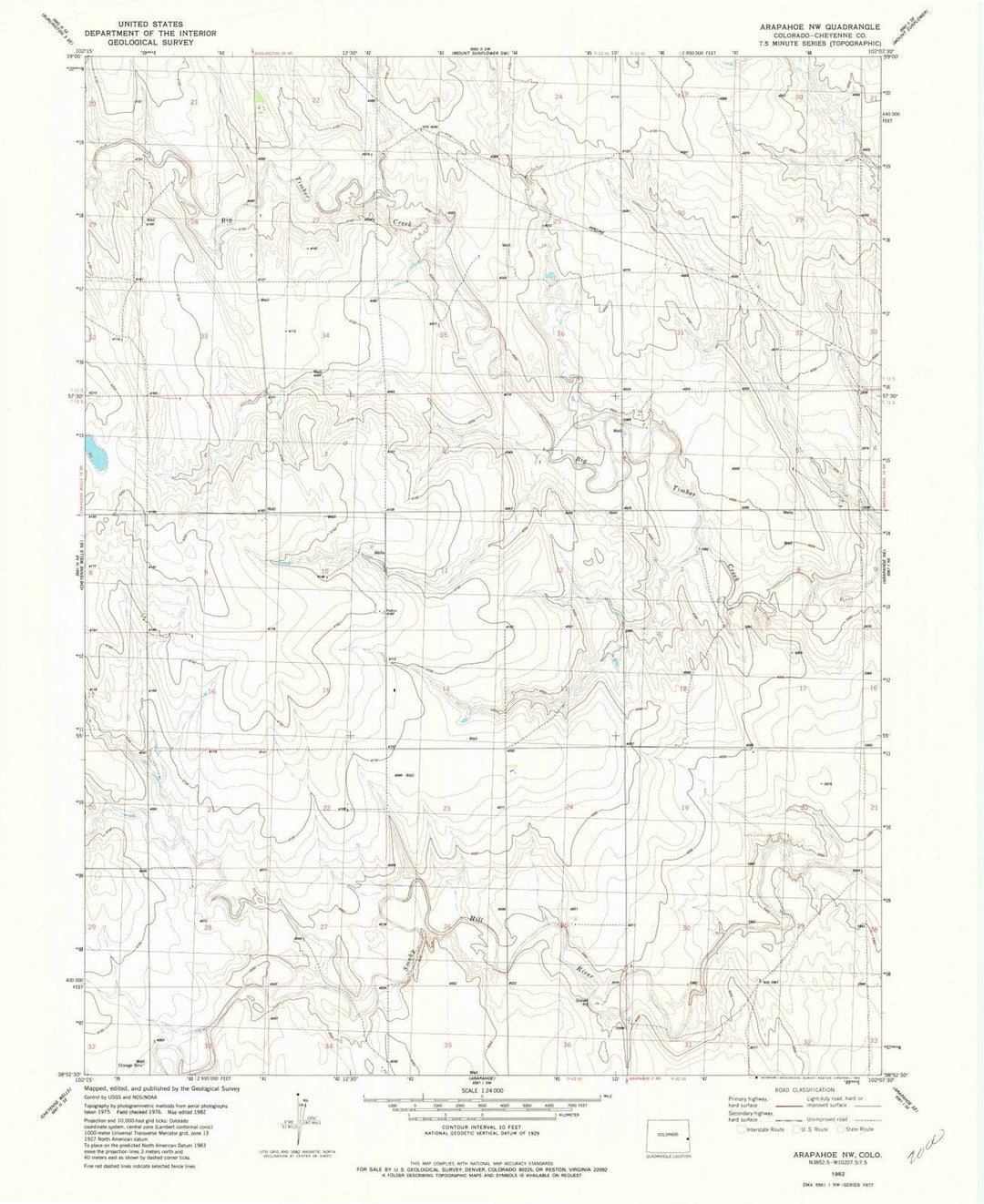1982 Arapahoe, CO - Colorado - USGS Topographic Map