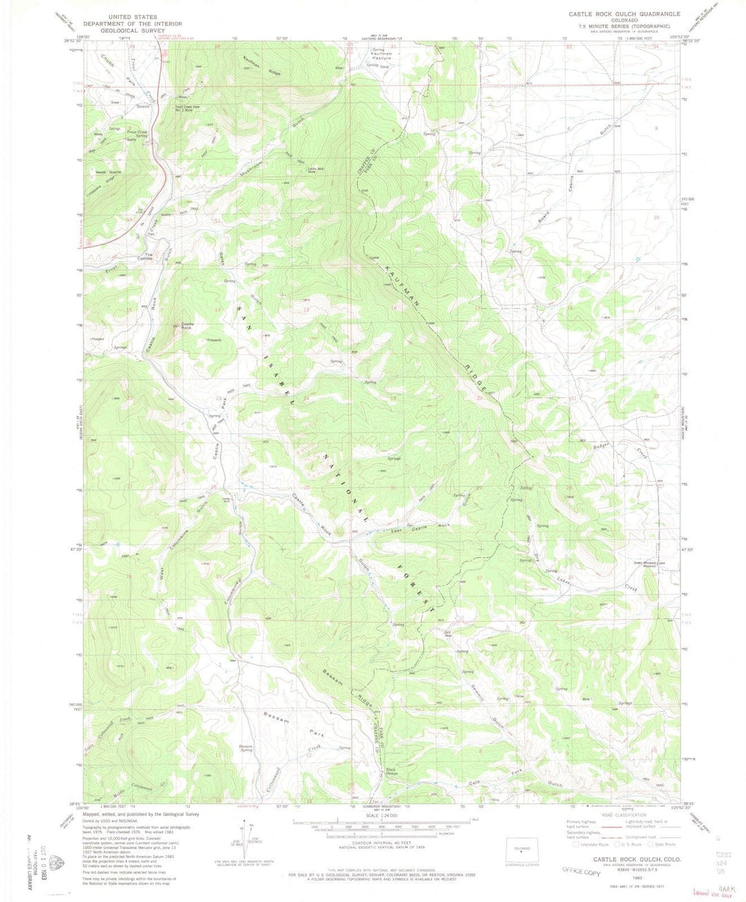 1983 Castle Rock Gulch, CO - Colorado - USGS Topographic Map