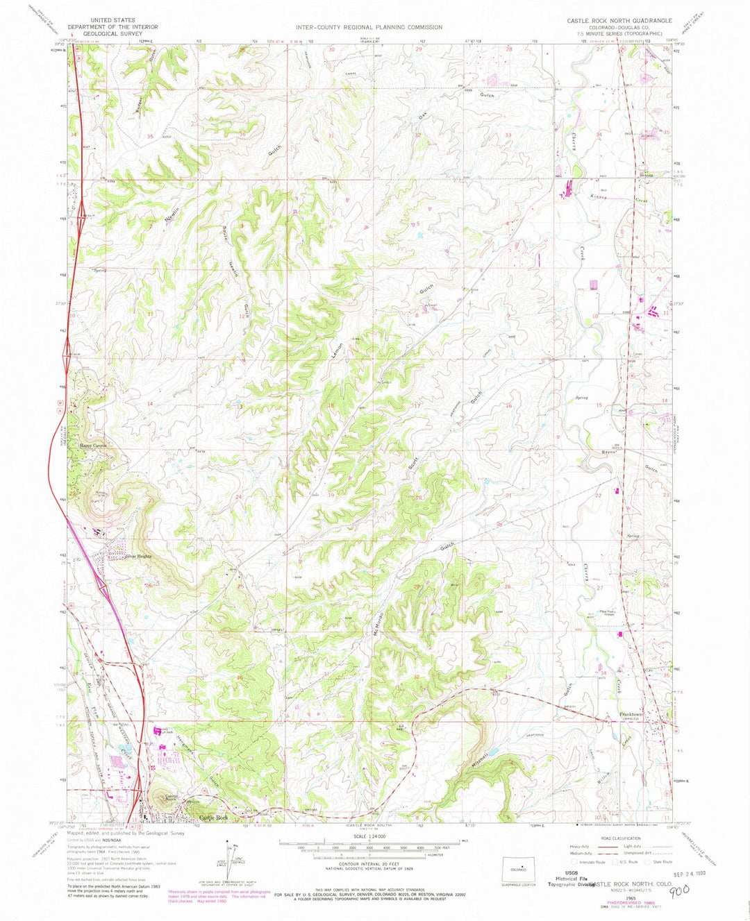 1965 Castle Rock North, CO - Colorado - USGS Topographic Map