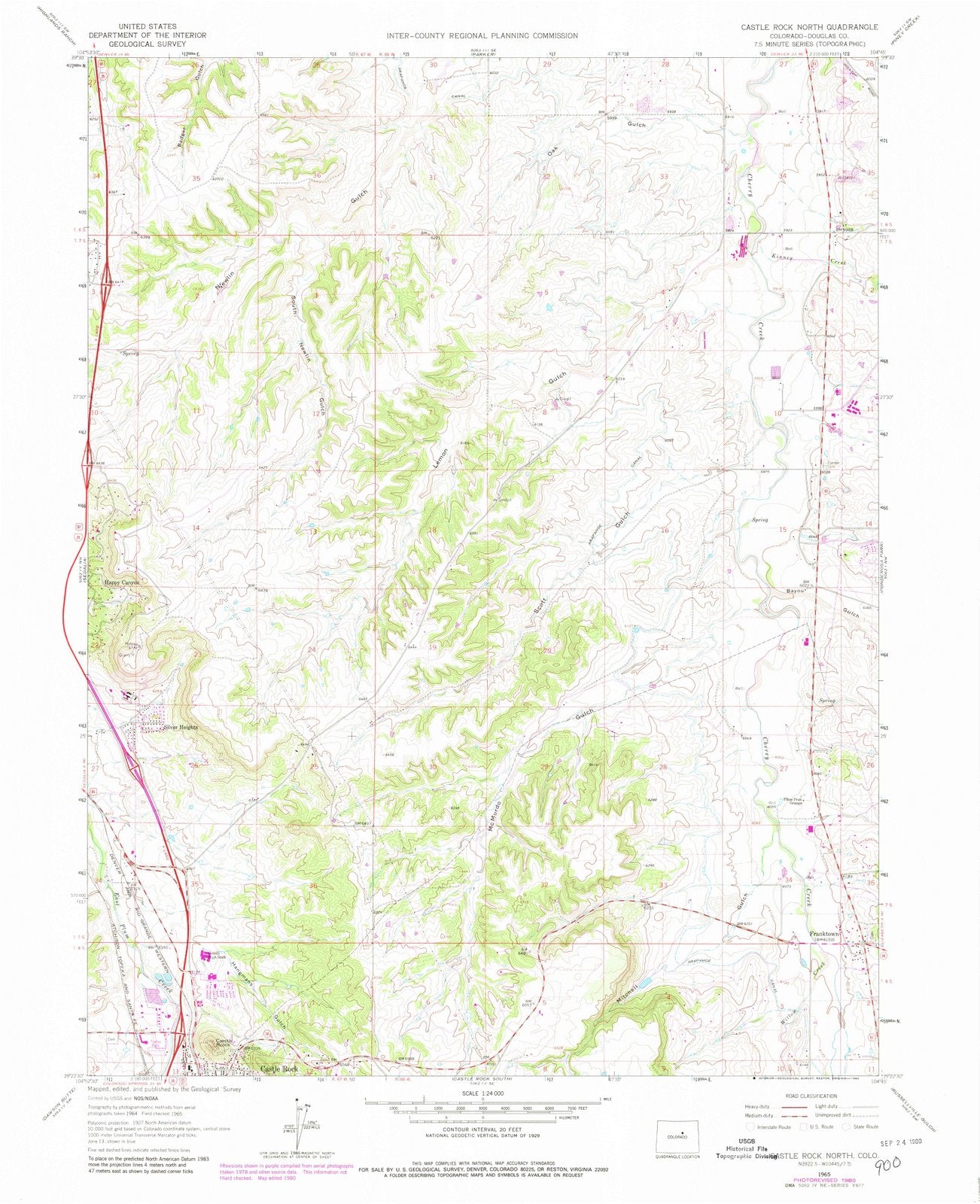 1965 Castle Rock North, CO - Colorado - USGS Topographic Map