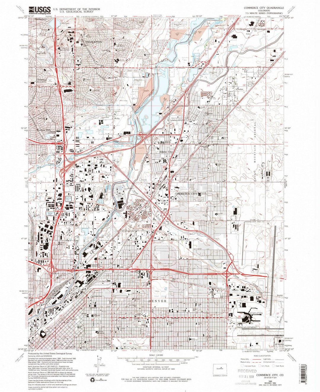 1965 Commerce City, CO - Colorado - USGS Topographic Map