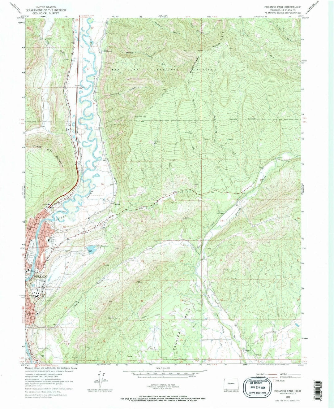 1963 Durango East, CO - Colorado - USGS Topographic Map