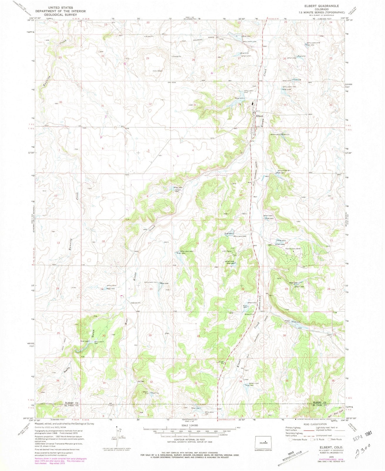 1970 Elbert, CO - Colorado - USGS Topographic Map