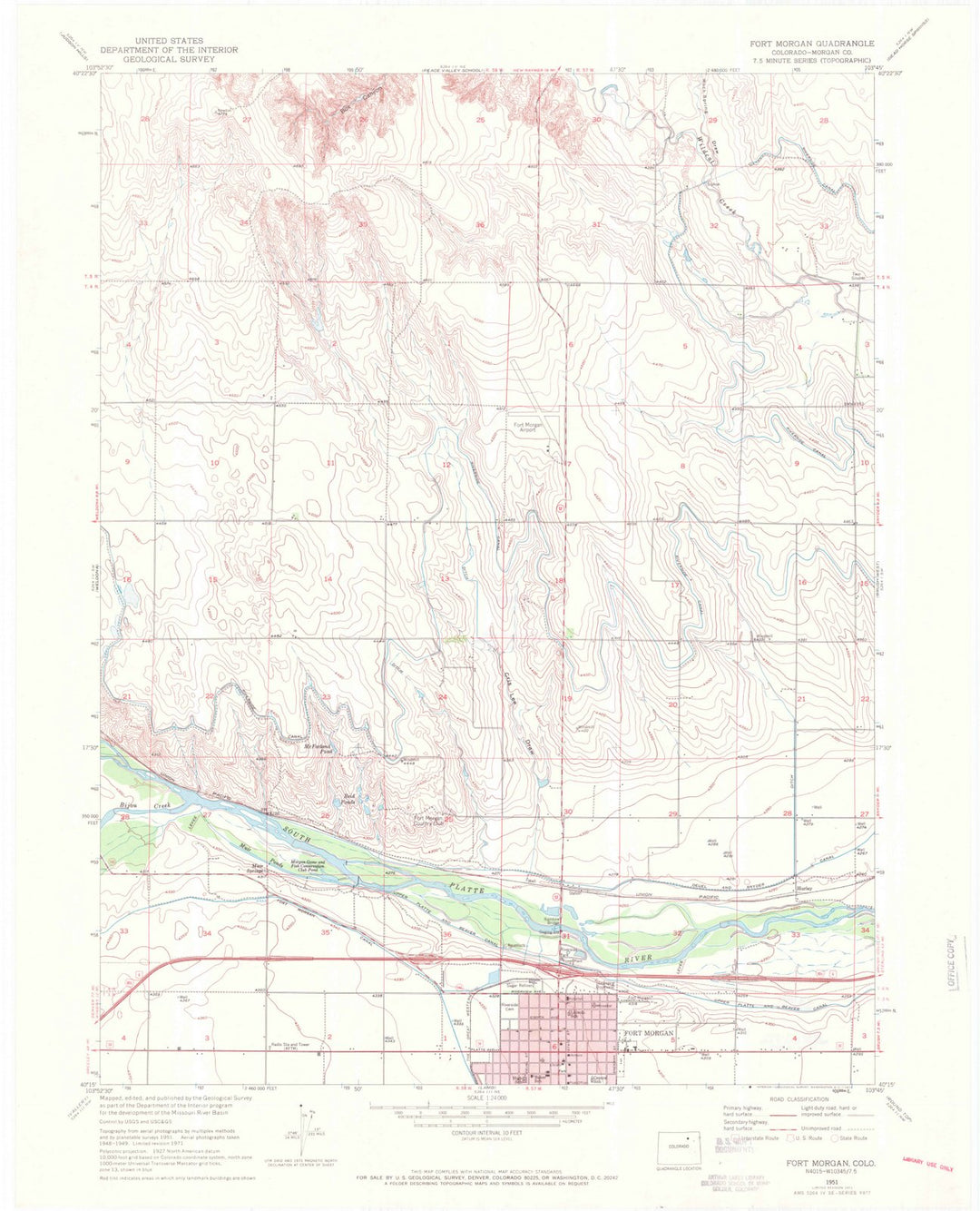 1951 Fort Morgan, CO - Colorado - USGS Topographic Map