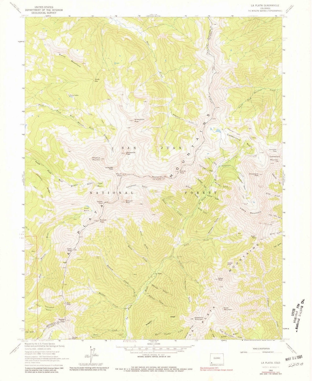 1963 La Plata, CO - Colorado - USGS Topographic Map
