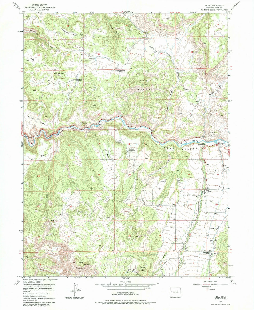 1955 Mesa, CO - Colorado - USGS Topographic Map