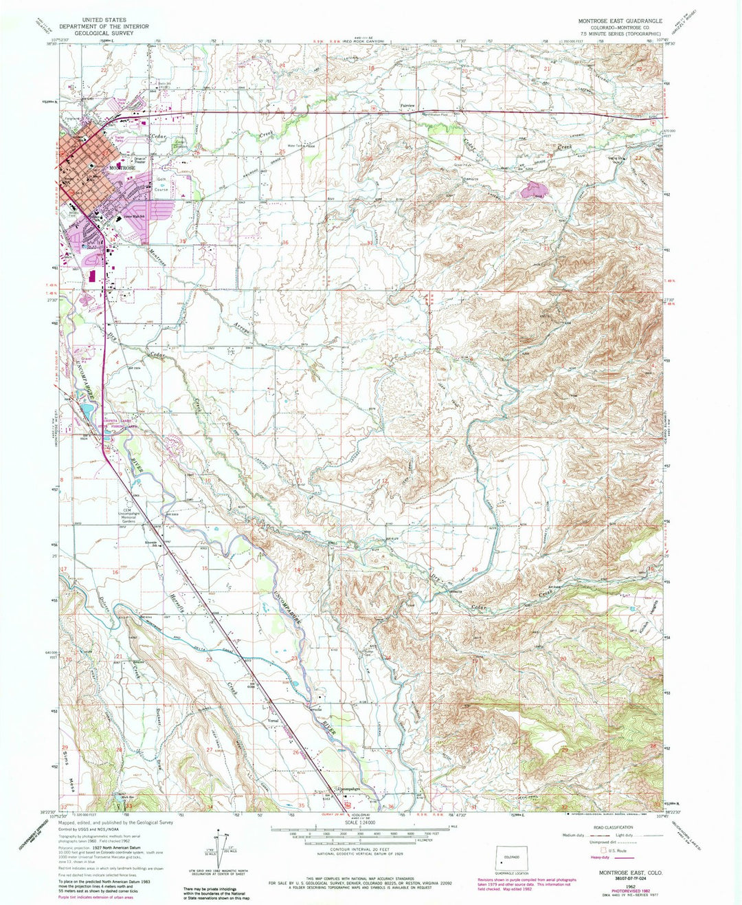 1962 Montrose East, CO - Colorado - USGS Topographic Map