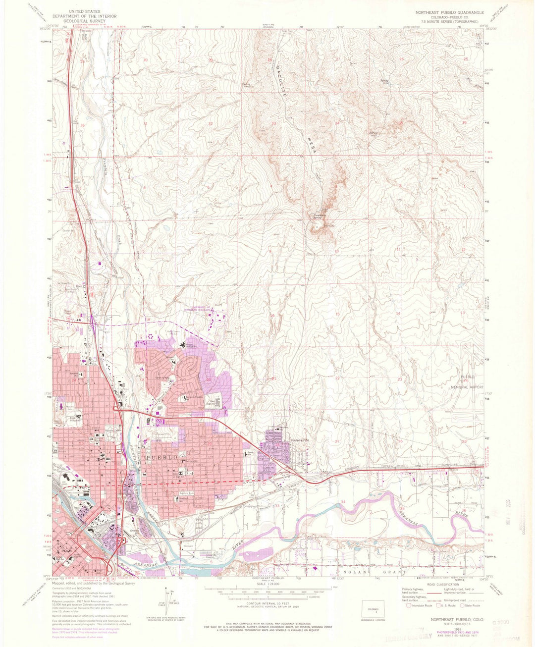 1961 Northeast Pueblo, CO - Colorado - USGS Topographic Map