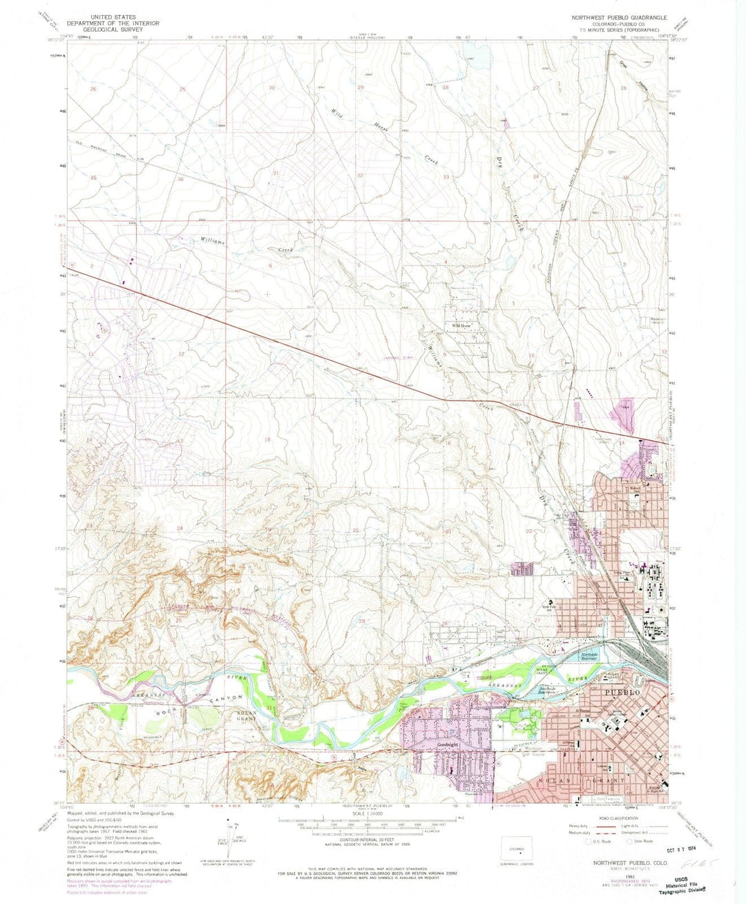 1961 Northwest Pueblo, CO - Colorado - USGS Topographic Map