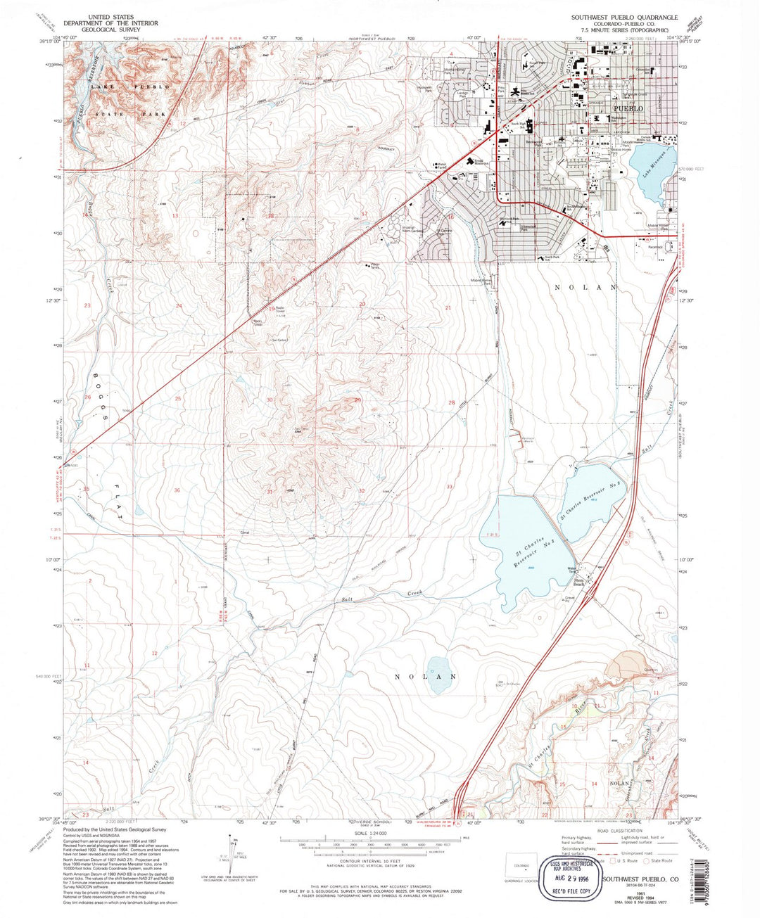 1961 Southwest Pueblo, CO - Colorado - USGS Topographic Map