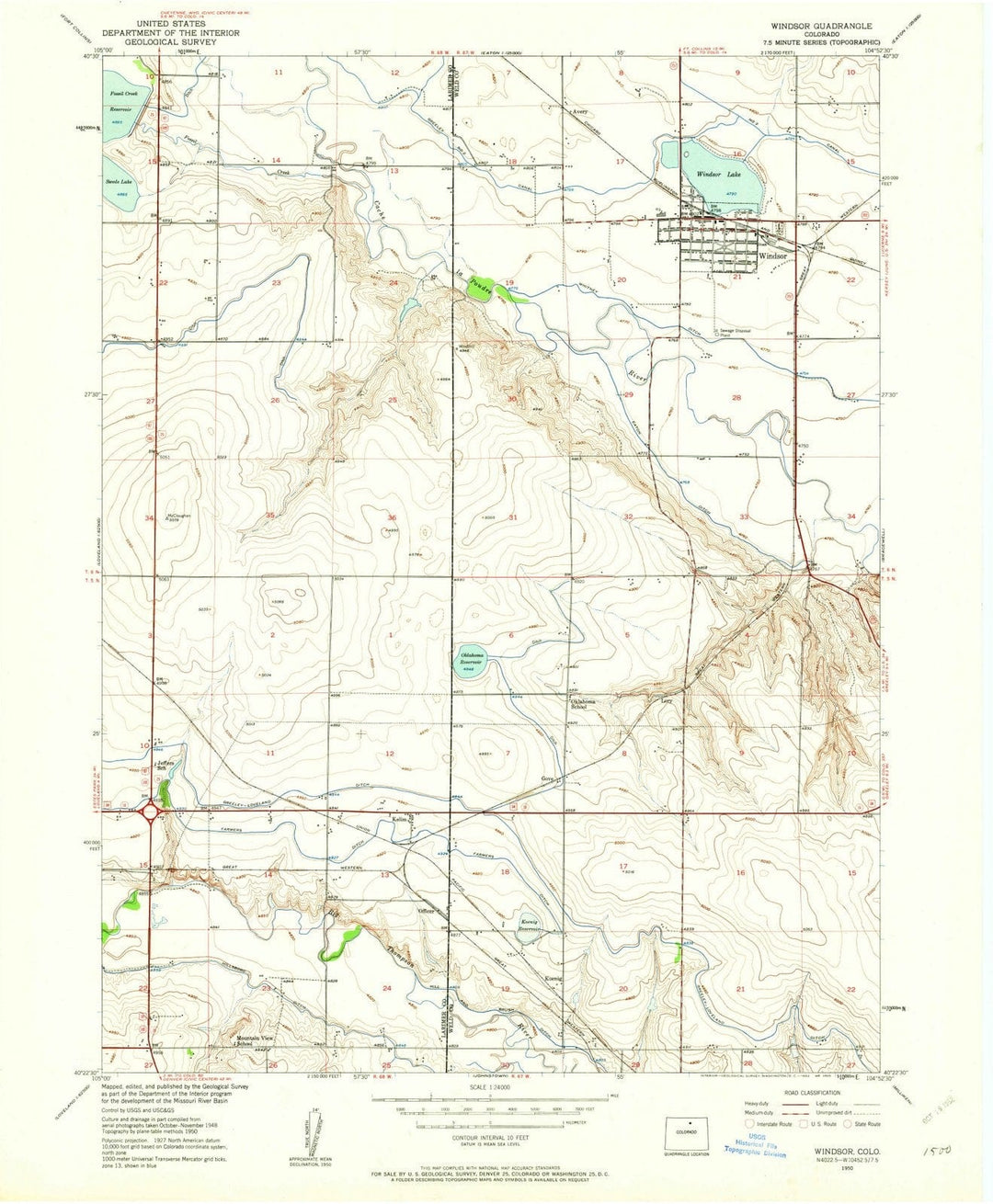 1950 Windsor, CO - Colorado - USGS Topographic Map