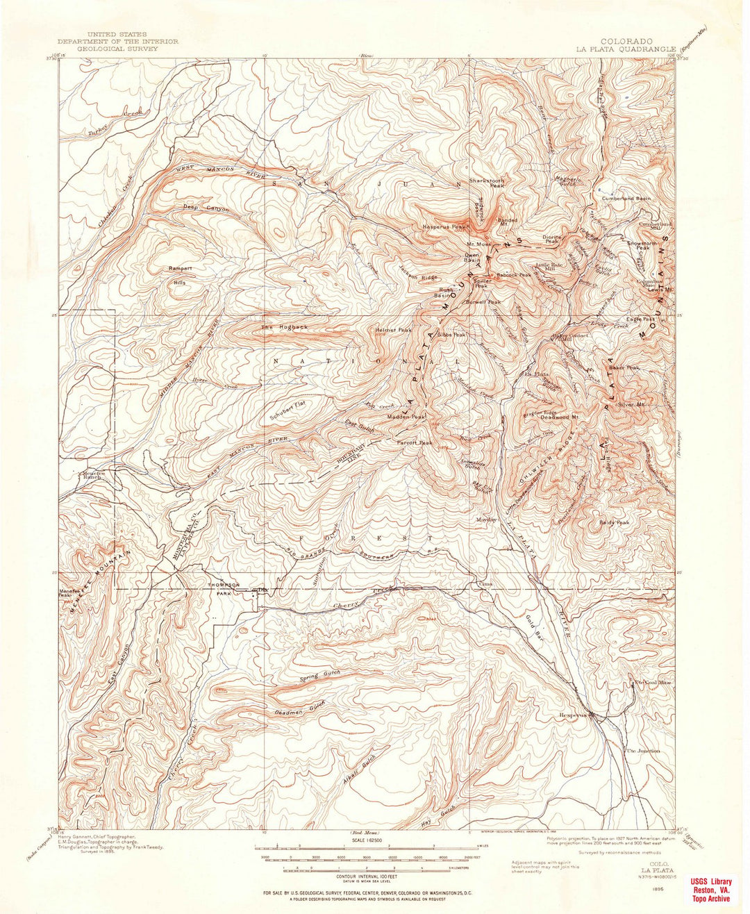 1895 La Plata, CO - Colorado - USGS Topographic Map