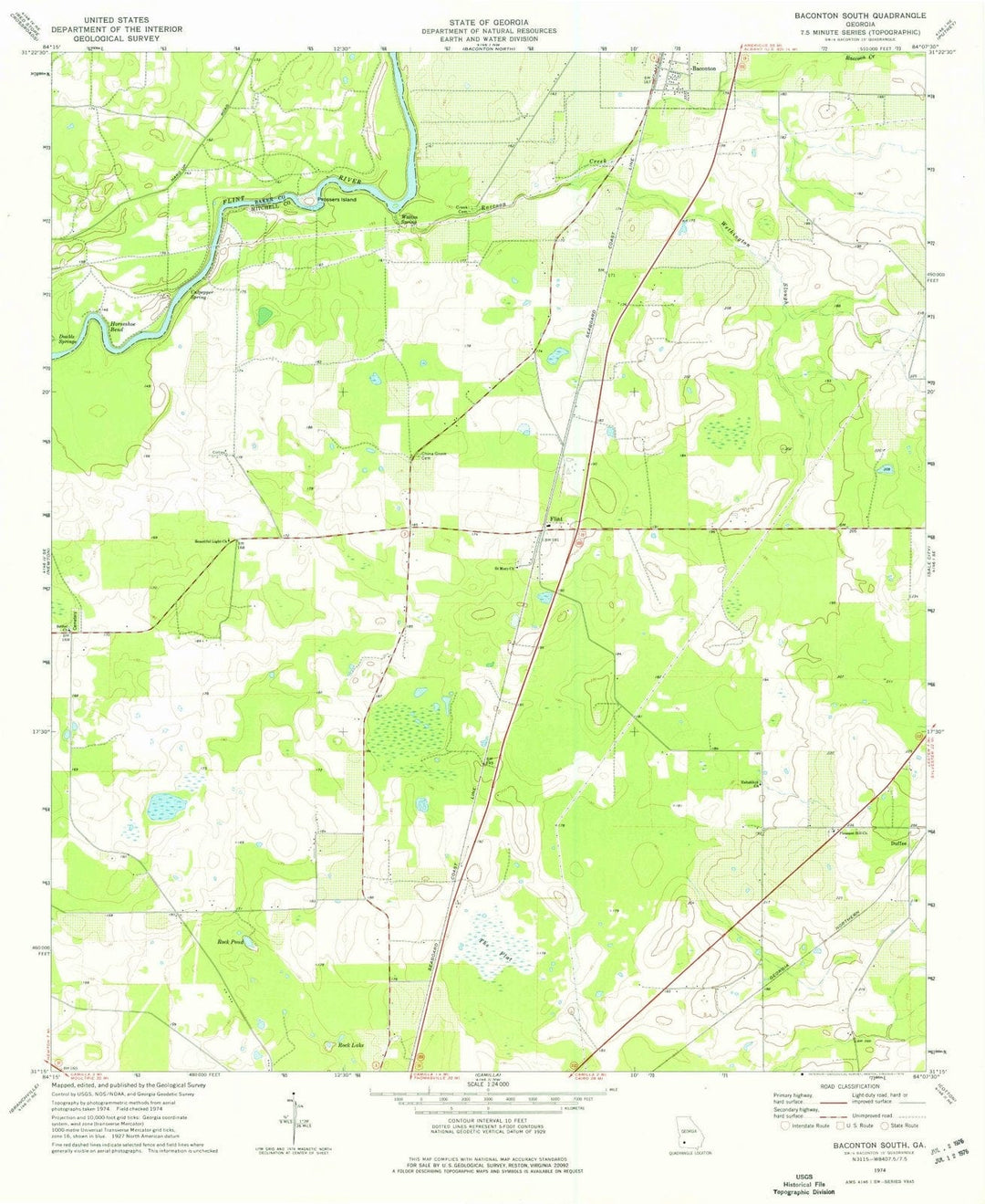 1974 Baconton South, GA - Georgia - USGS Topographic Map