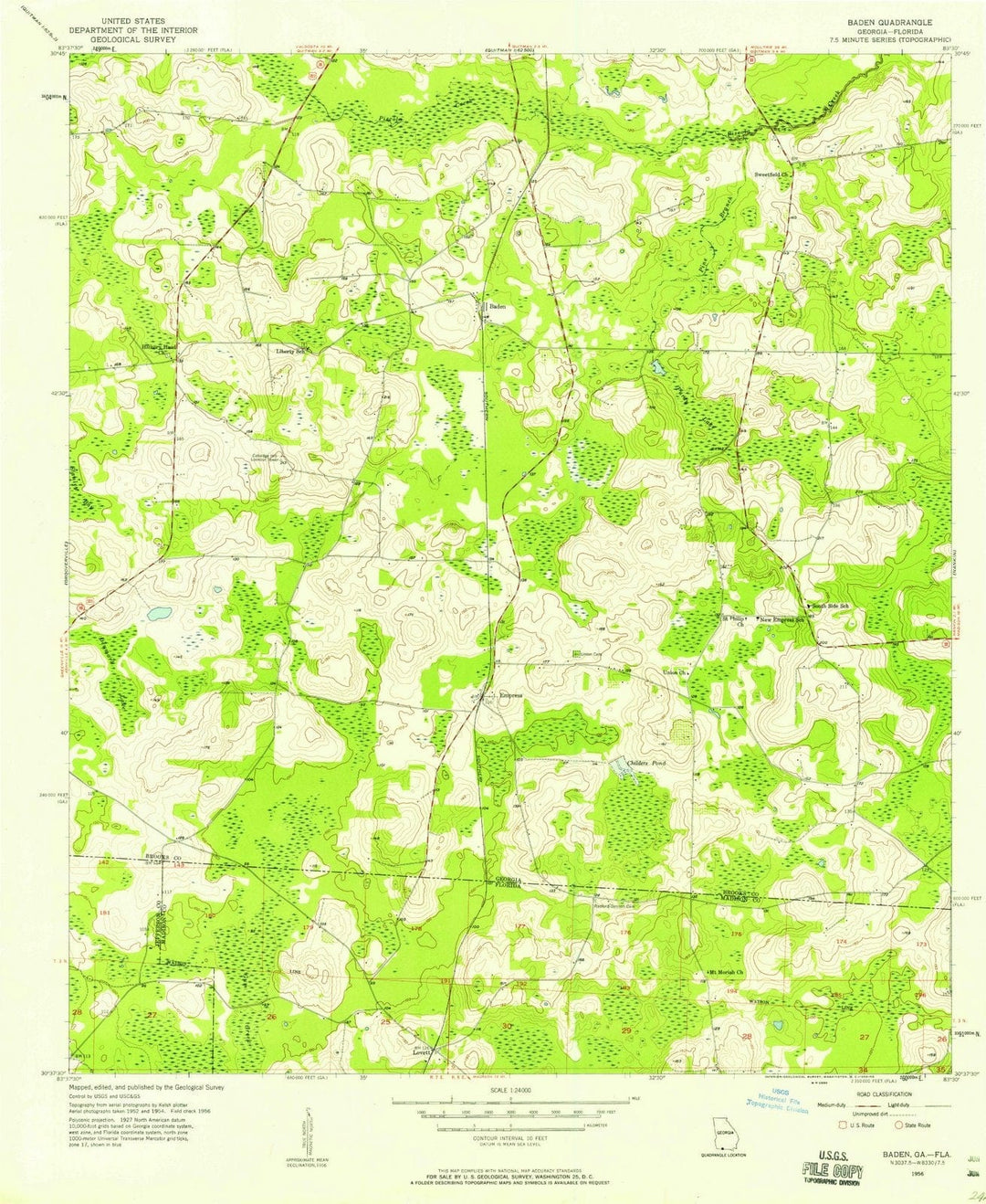 1956 Baden, GA - Georgia - USGS Topographic Map