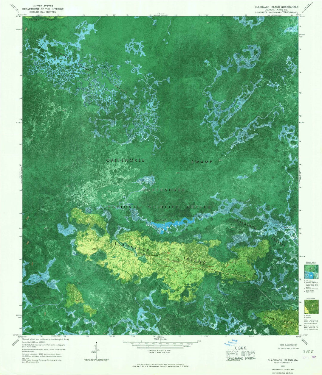 1965 Blackjack Island, GA - Georgia - USGS Topographic Map